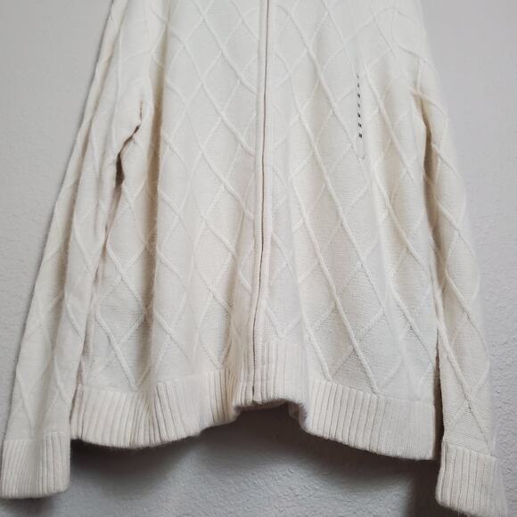 Jones New York Signature Copenhagen Zip Front Cardigan Eggshell Wool Blend Sz 3X - Picture 4 of 8